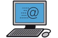 Ein Computer mit einem Mailzeichen auf dem Bildschirm.